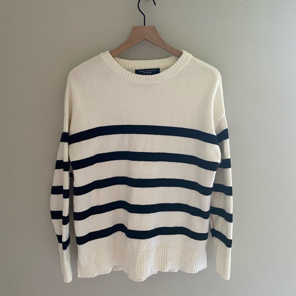 French Connection Essentials oversized black & white striped long sleeve sweater - Picture 1 of 4